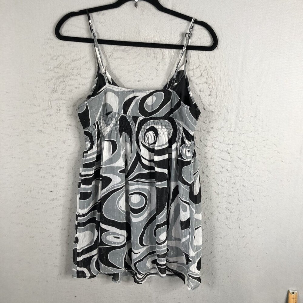 Y2K No Boundaries Top Juniors 11 Black Gray Metallic Babydoll Milkmaid Mod 90s - Picture 3 of 16